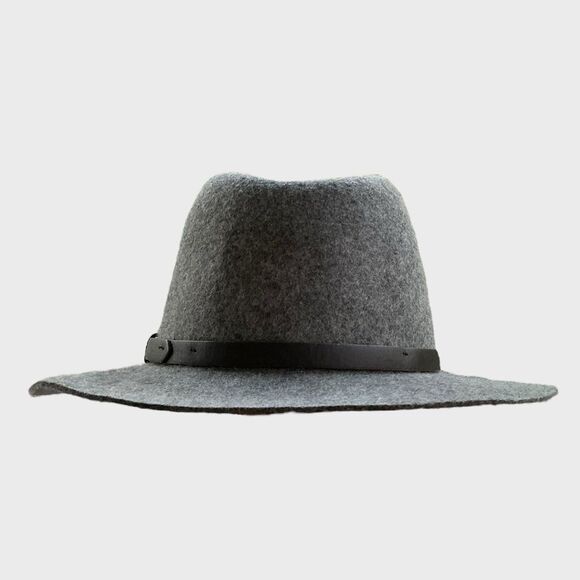 San Diego Hat Company Women’s Fedora Wide Brim Charcoal Wool Leather Buckle - Picture 1 of 8